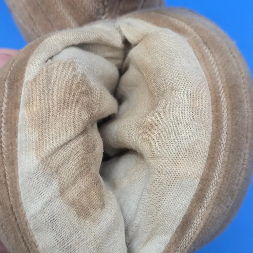 Antique Child’s Hand Muff Doll 12” Fur Trim Cloth Face Winter Muff Needs TLC